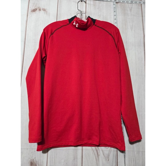 Ladies Medium Under Armour ColdGear Long Sleeve Mock Neck Training Top Red - Picture 1 of 7